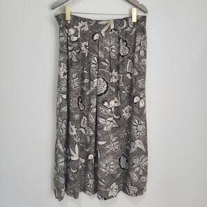 Modiano Skirt Womens 16 Floral Black Brown Vintage 80s A Line Cottage Casual